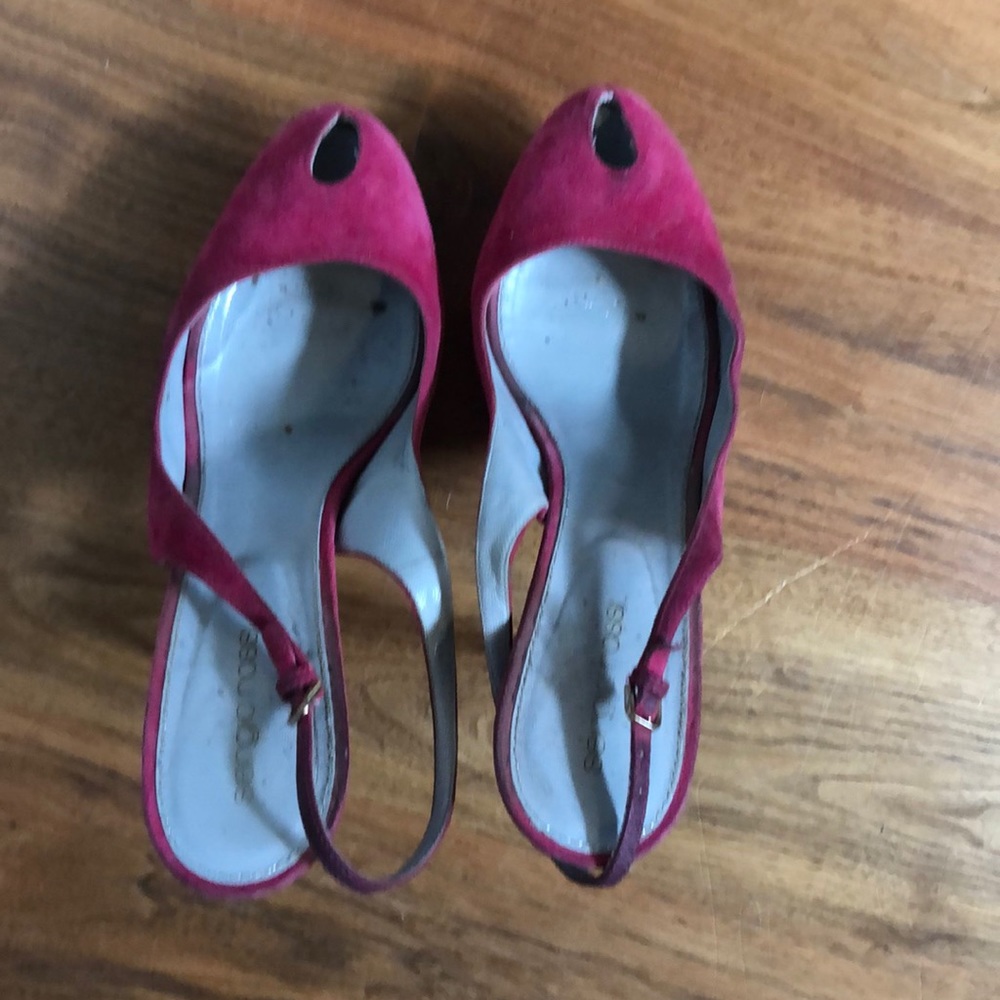 Pink suede Sergio Rossi platform slingback